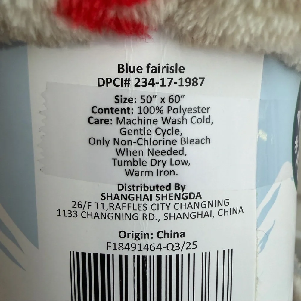 Plush‎ Throw multicolor blue fair isle 50 x 60 blanket